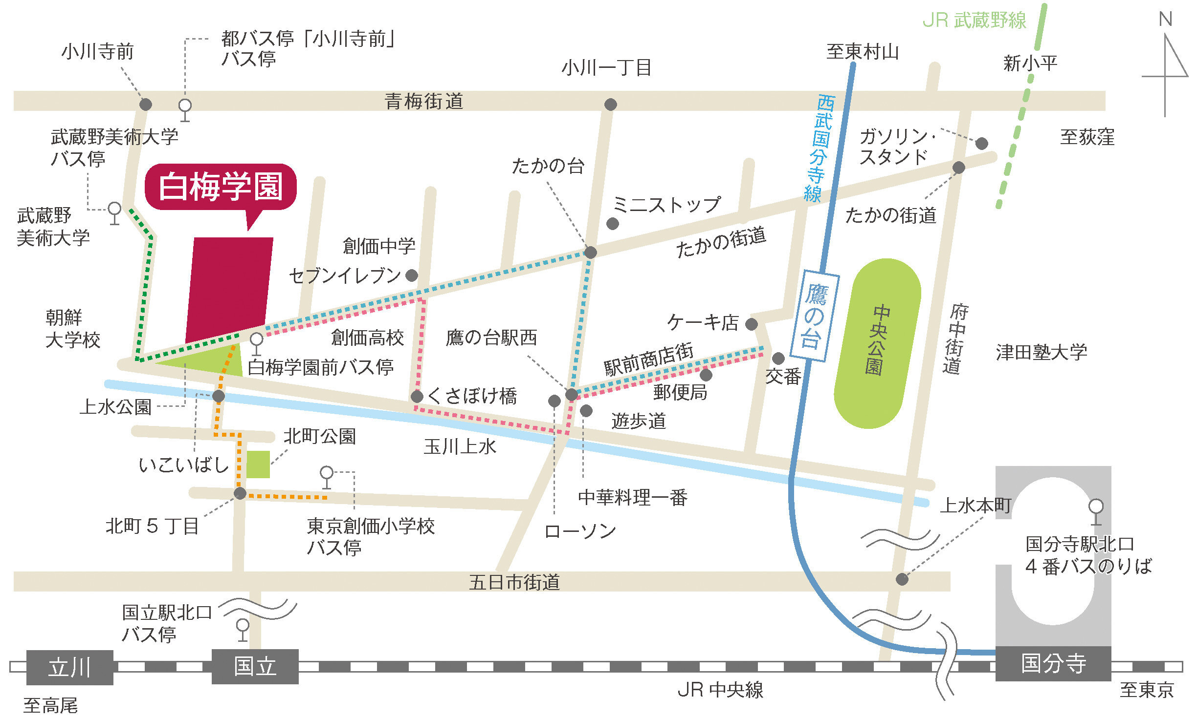 国分寺駅より１駅一橋学園駅徒歩５分ピアノ教室(東京/小平)-路線図