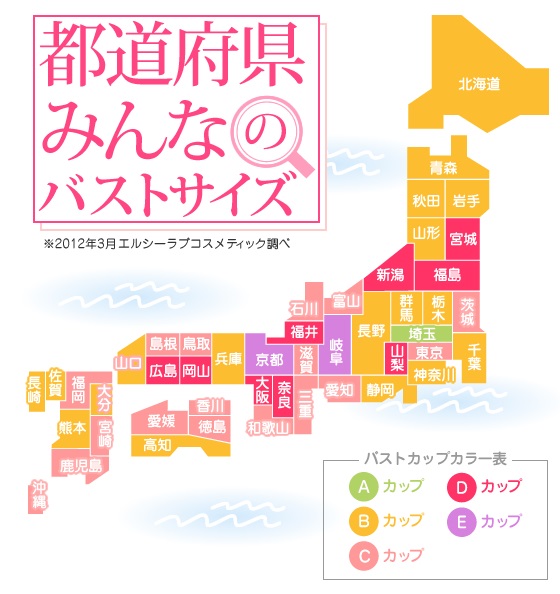 埼玉貧乳説から脱却！？４７都道府県別『バストサイズ地図』最新版により明らかになった全国平均バストサイズは？