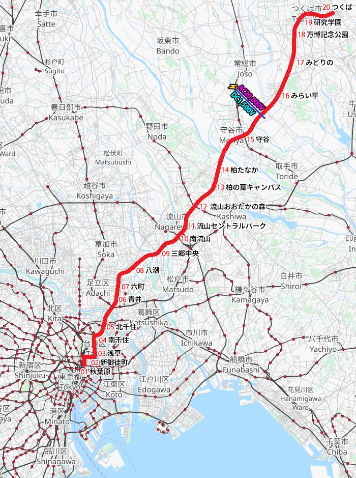 青井駅つくばエクスプレス：路線図／ホームメイト